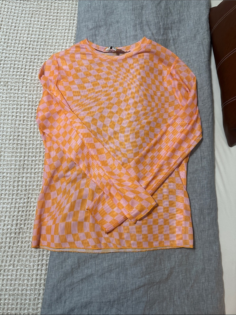 Women’s Pink and Orange Checker Mesh Undershirt